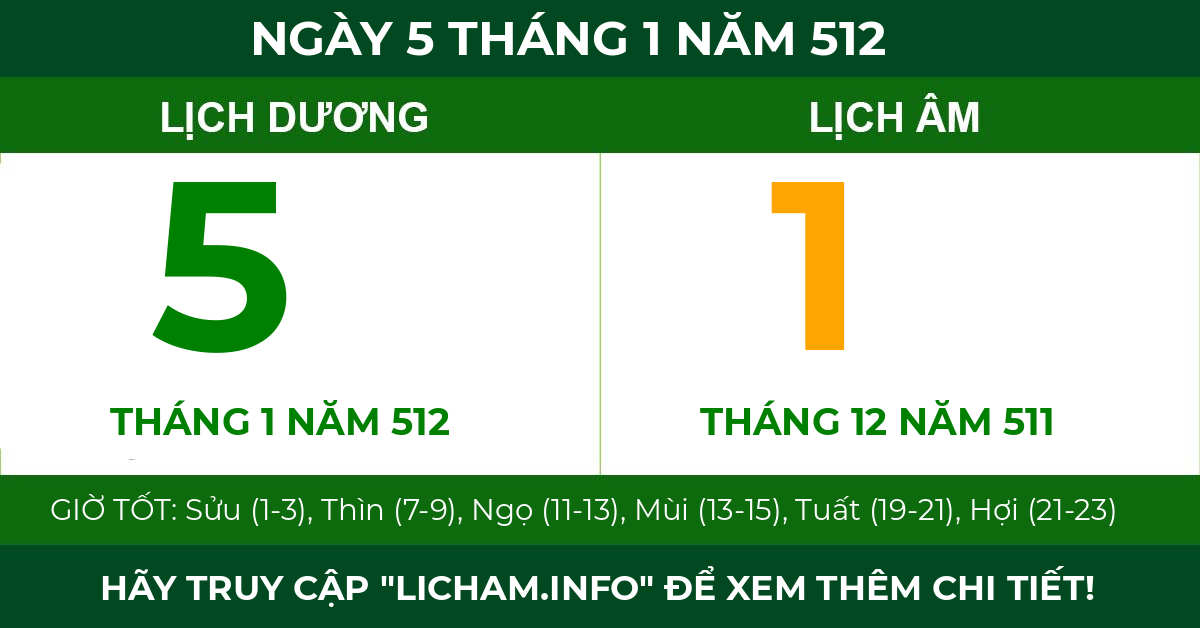 lịch âm ngày 5 tháng 1 năm 512