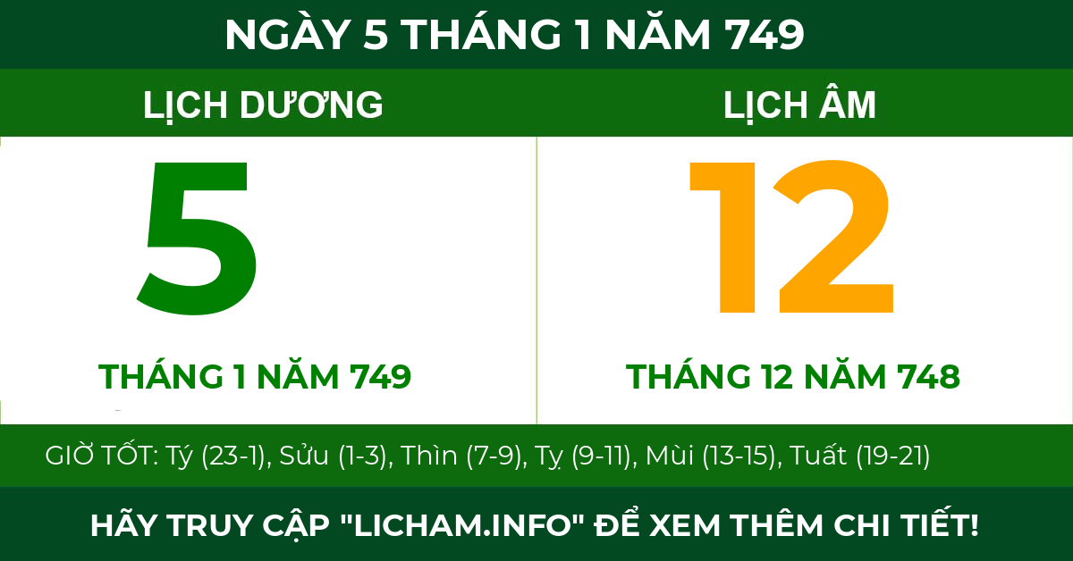 lịch âm ngày 5 tháng 1 năm 749