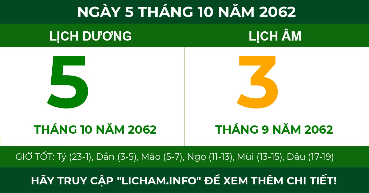 lịch âm ngày 5 tháng 10 năm 2062