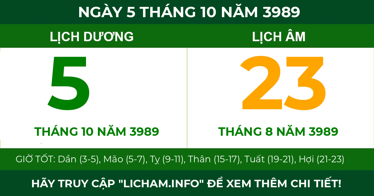 lịch âm ngày 5 tháng 10 năm 3989