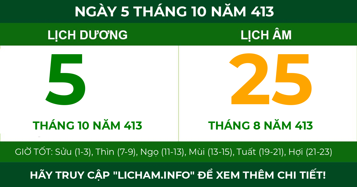 lịch âm ngày 5 tháng 10 năm 413