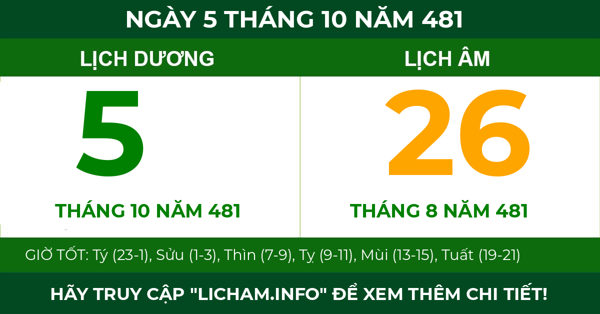 lịch âm ngày 5 tháng 10 năm 481