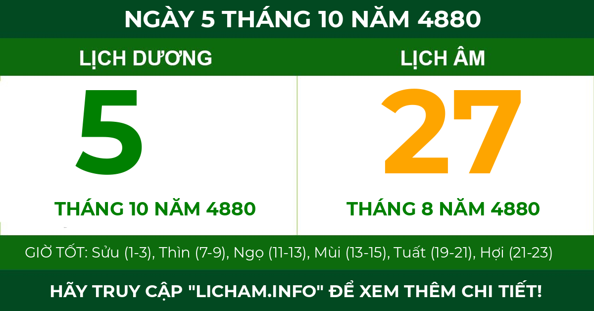 lịch âm ngày 5 tháng 10 năm 4880