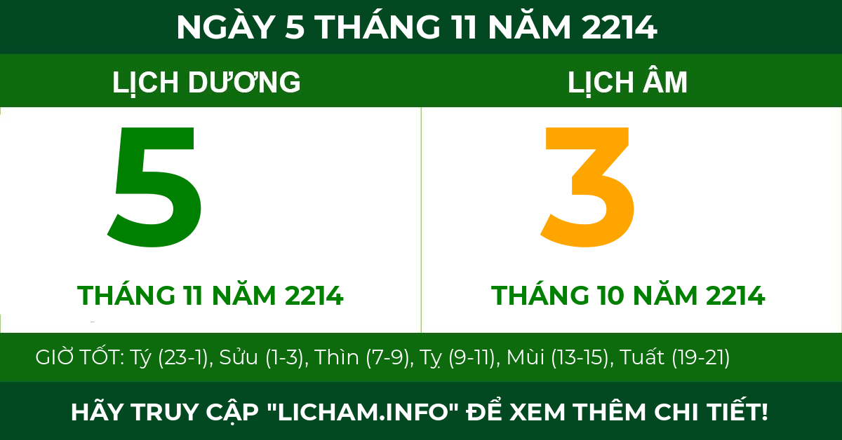 lịch âm ngày 5 tháng 11 năm 2214