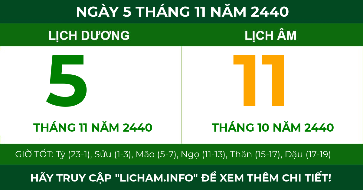 lịch âm ngày 5 tháng 11 năm 2440