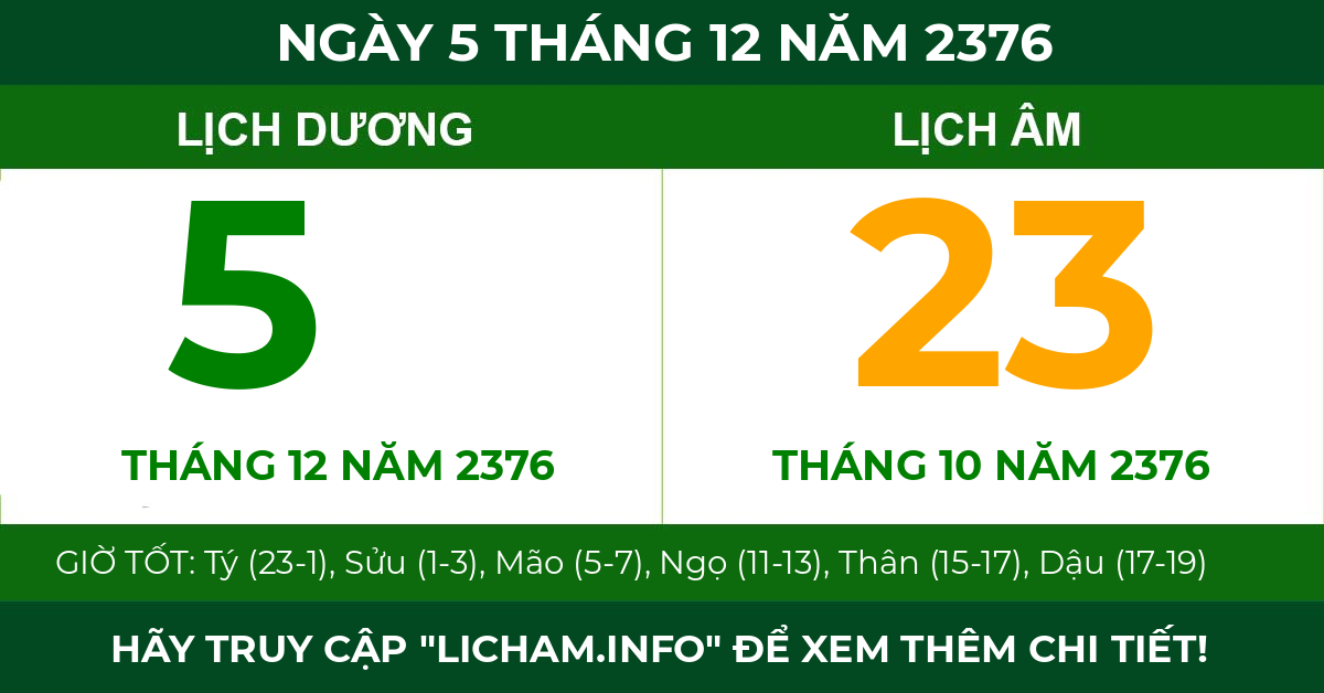 lịch âm ngày 5 tháng 12 năm 2376