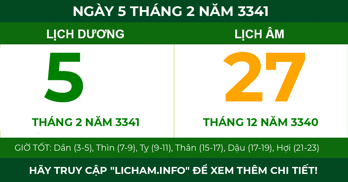 lịch âm ngày 5 tháng 2 năm 3341
