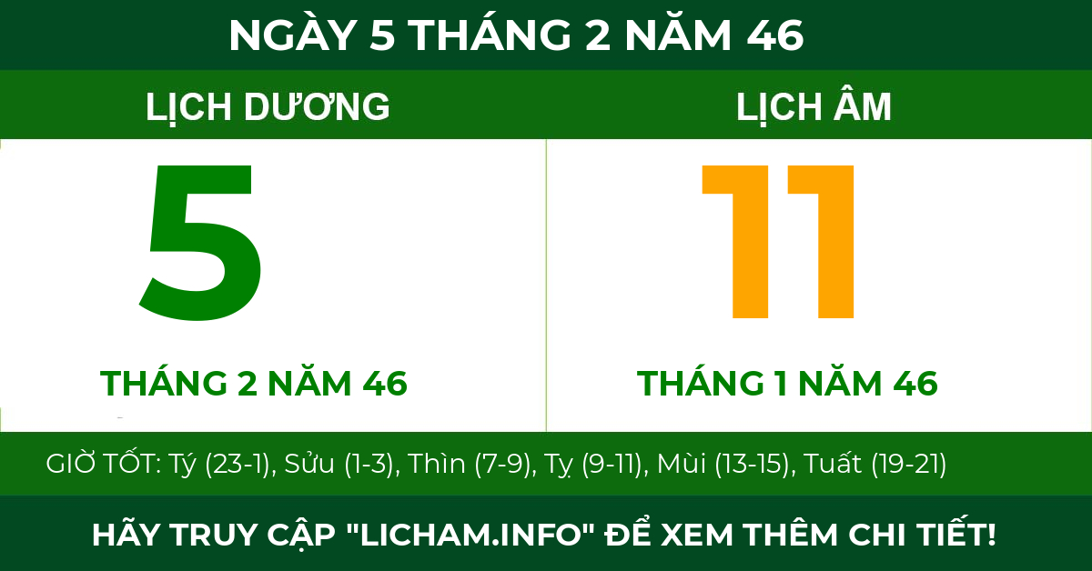 lịch âm ngày 5 tháng 2 năm 46