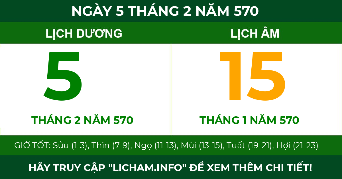 lịch âm ngày 5 tháng 2 năm 570