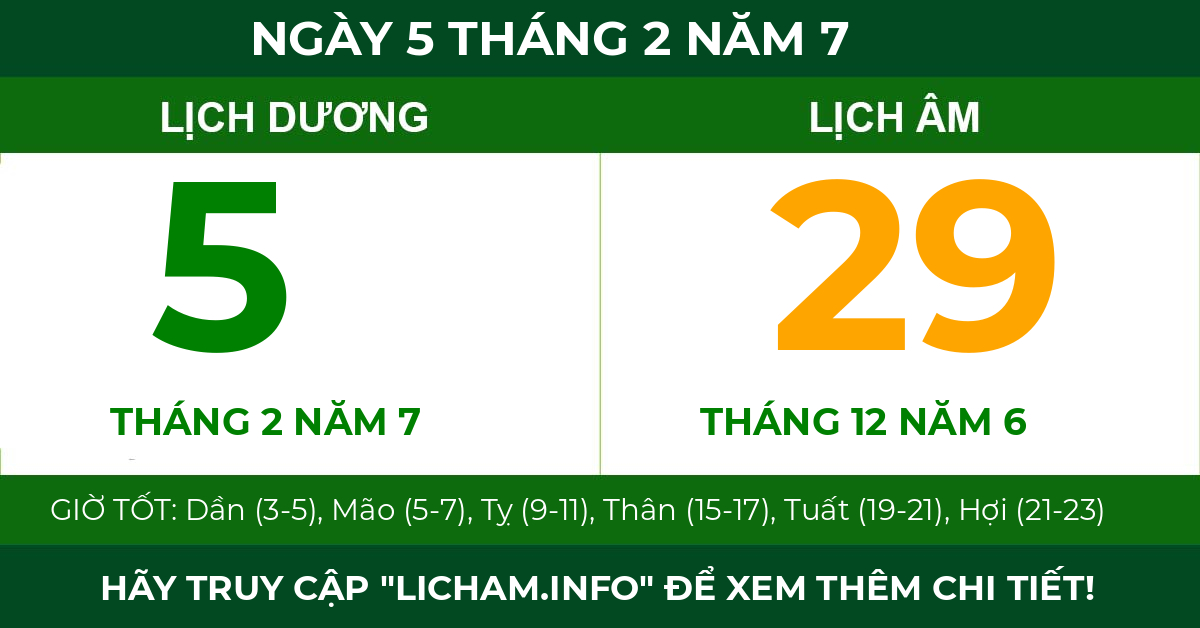 lịch âm ngày 5 tháng 2 năm 7