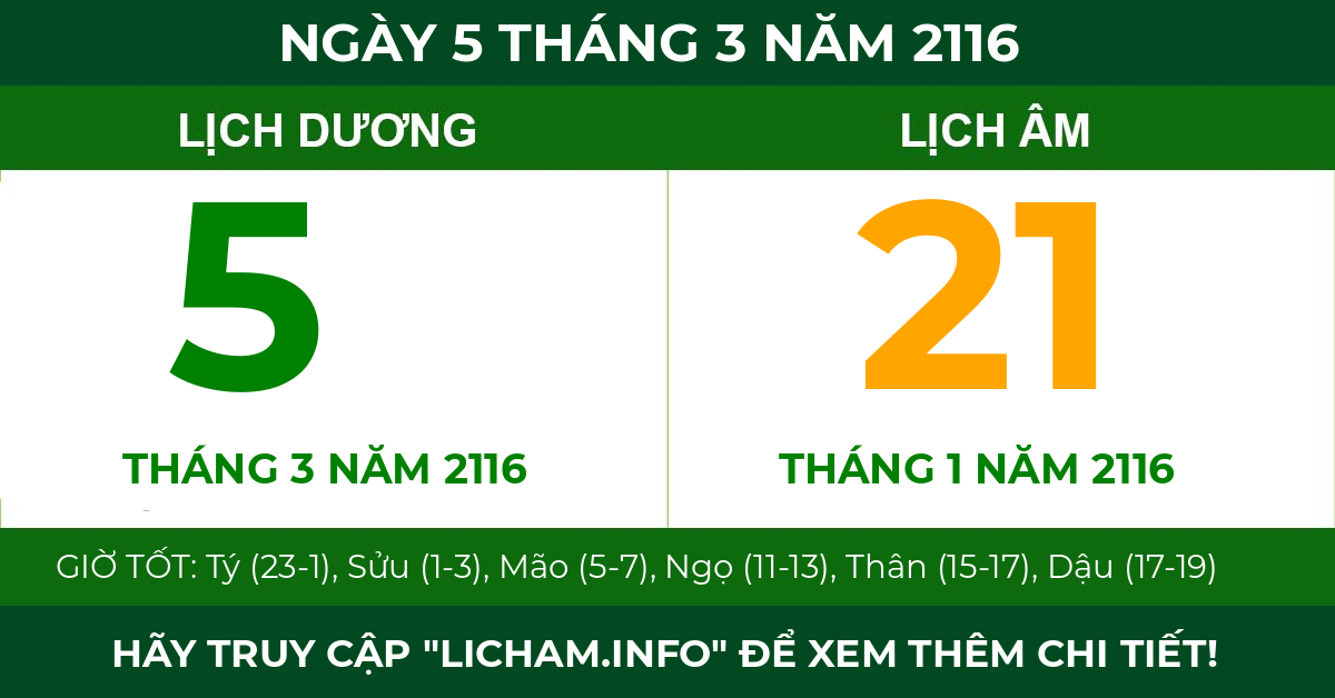 lịch âm ngày 5 tháng 3 năm 2116