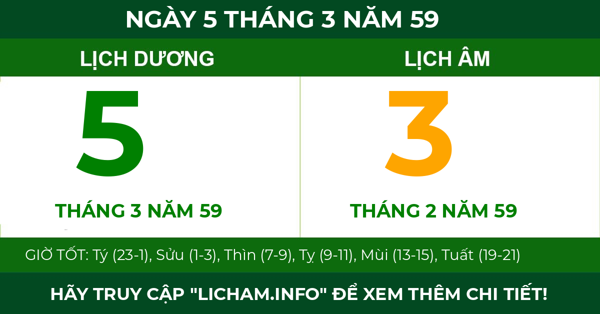 lịch âm ngày 5 tháng 3 năm 59