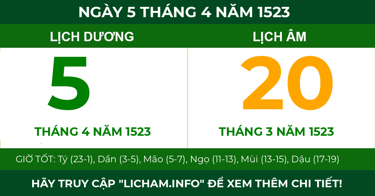 lịch âm ngày 5 tháng 4 năm 1523