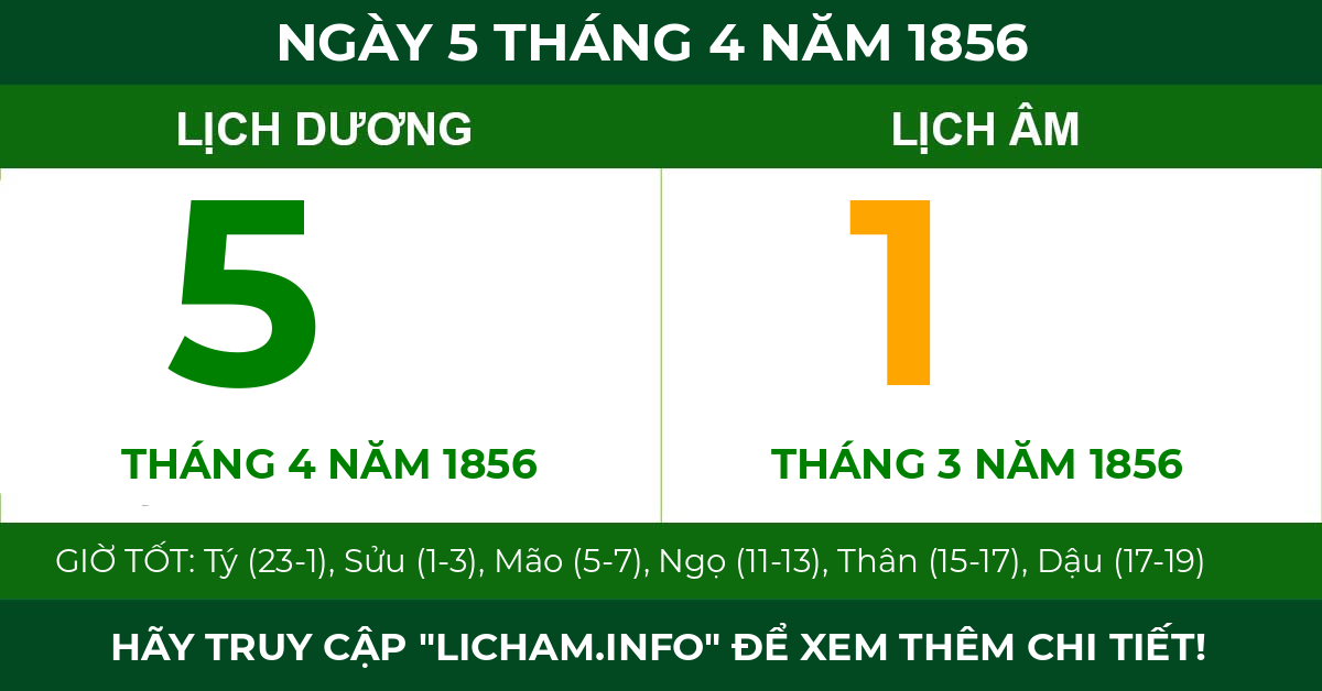 lịch âm ngày 5 tháng 4 năm 1856