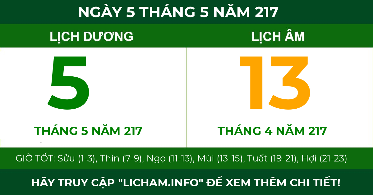 lịch âm ngày 5 tháng 5 năm 217