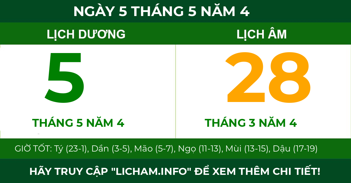 lịch âm ngày 5 tháng 5 năm 4