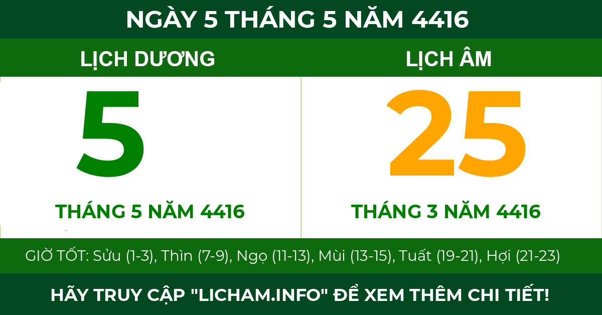 lịch âm ngày 5 tháng 5 năm 4416