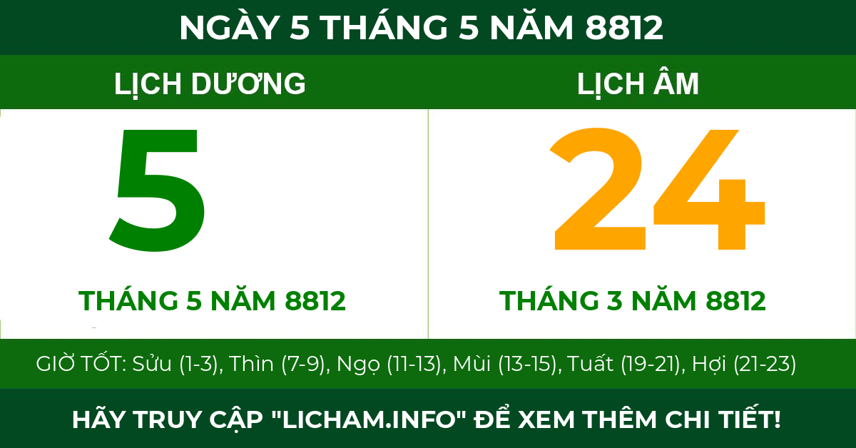 lịch âm ngày 5 tháng 5 năm 8812