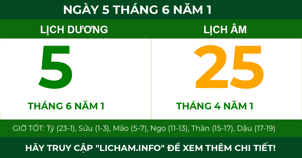 lịch âm ngày 5 tháng 6 năm 1