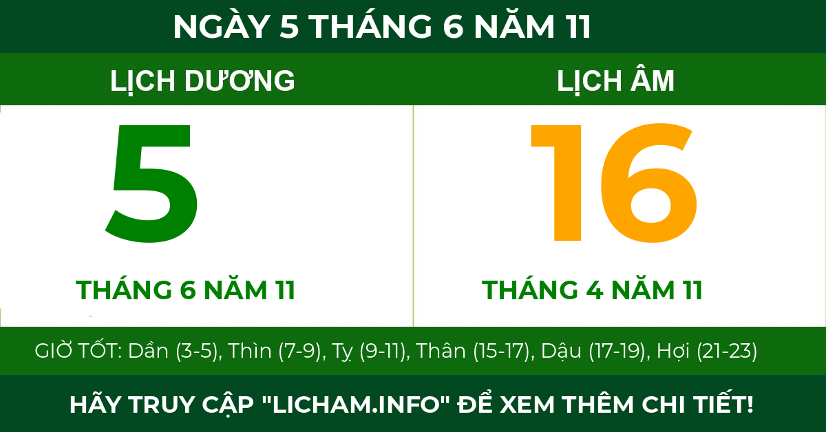 lịch âm ngày 5 tháng 6 năm 11