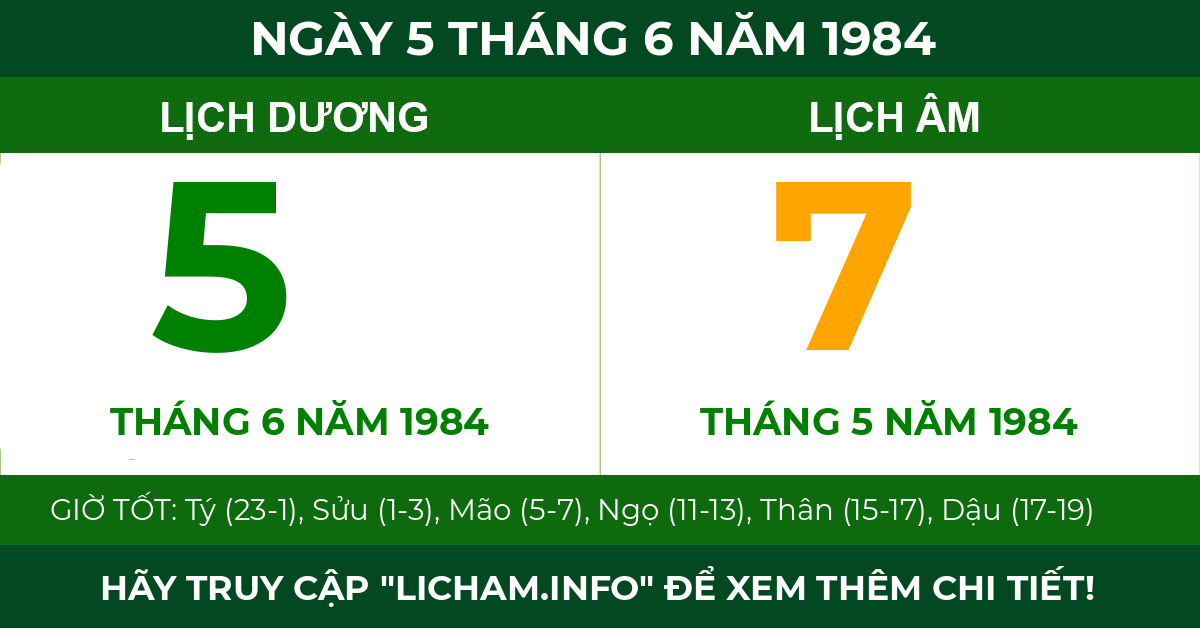 lịch âm ngày 5 tháng 6 năm 1984