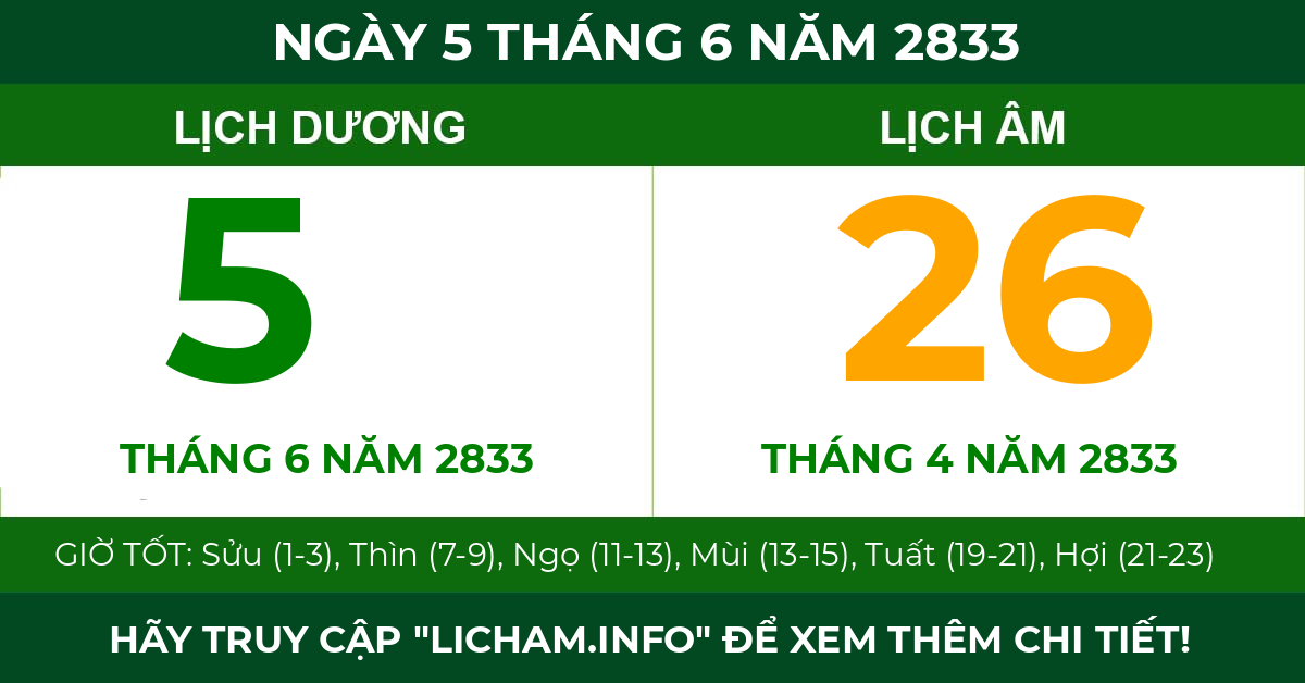 lịch âm ngày 5 tháng 6 năm 2833