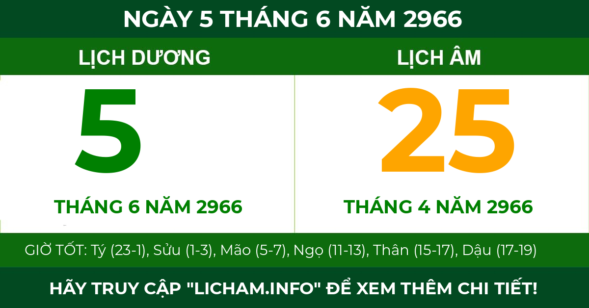 lịch âm ngày 5 tháng 6 năm 2966