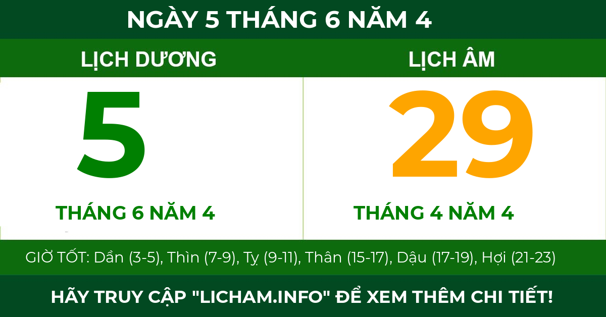 lịch âm ngày 5 tháng 6 năm 4