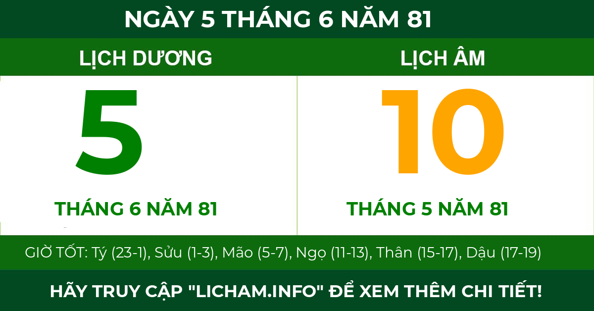lịch âm ngày 5 tháng 6 năm 81