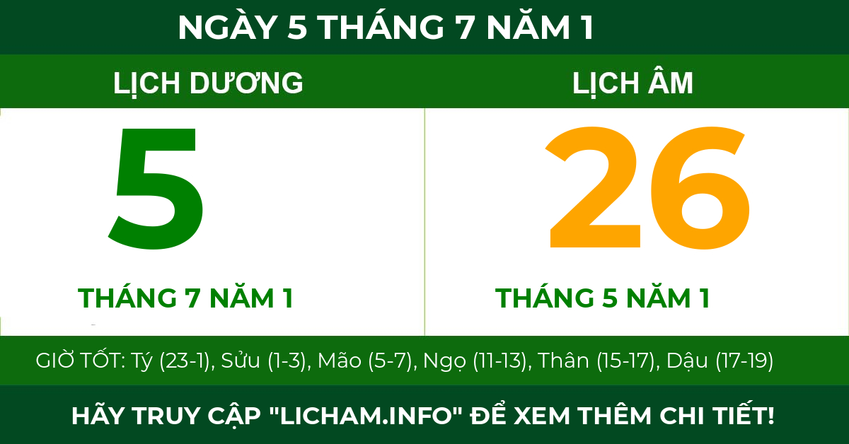 lịch âm ngày 5 tháng 7 năm 1