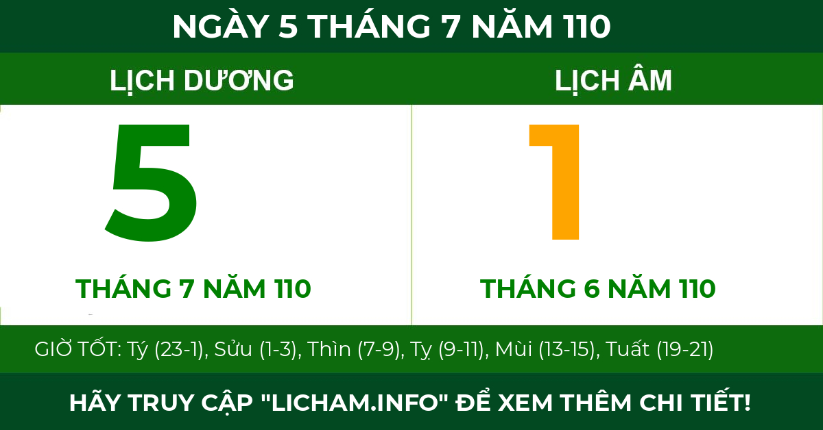 lịch âm ngày 5 tháng 7 năm 110