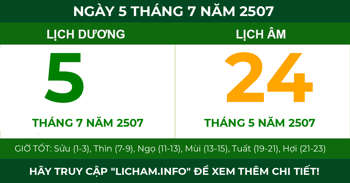 lịch âm ngày 5 tháng 7 năm 2507