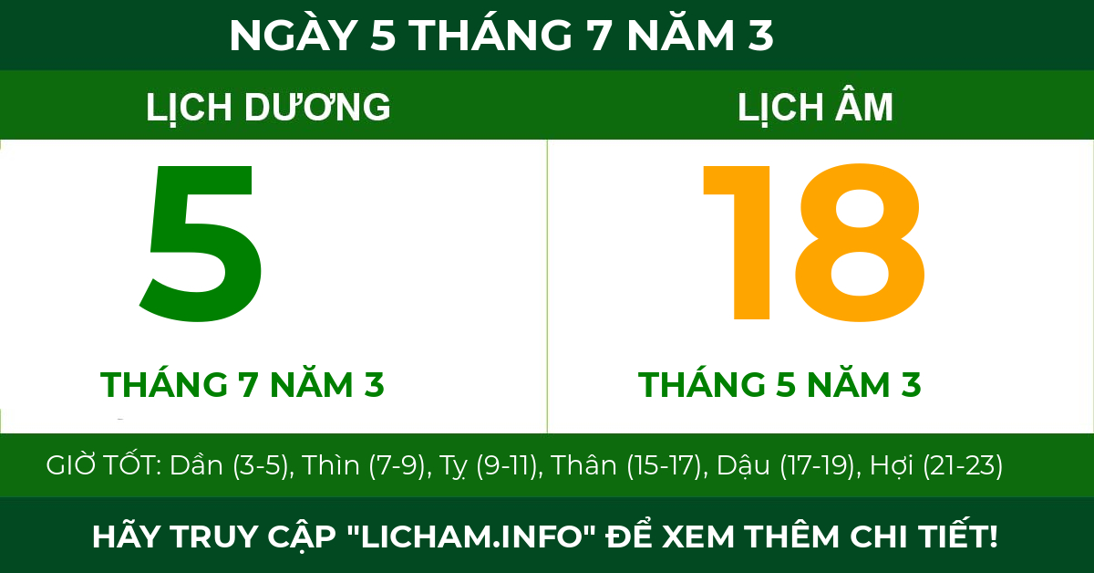 lịch âm ngày 5 tháng 7 năm 3