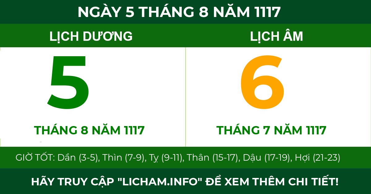 lịch âm ngày 5 tháng 8 năm 1117