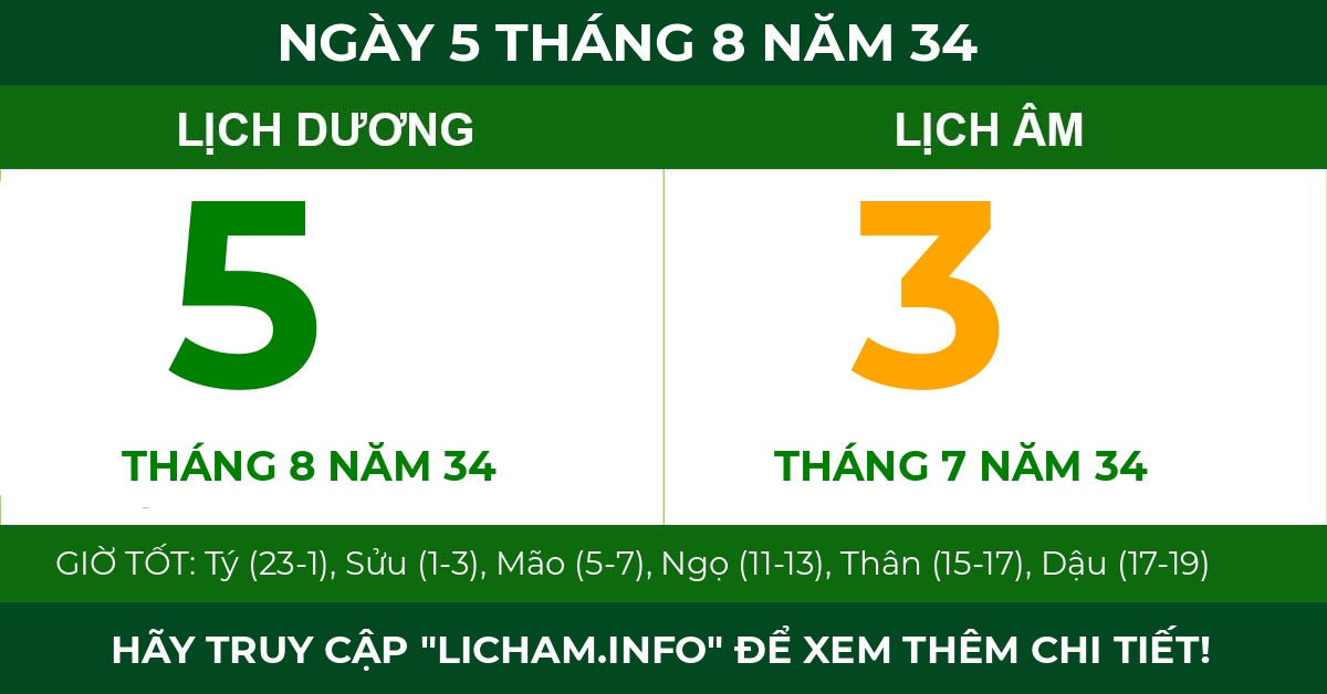 lịch âm ngày 5 tháng 8 năm 34