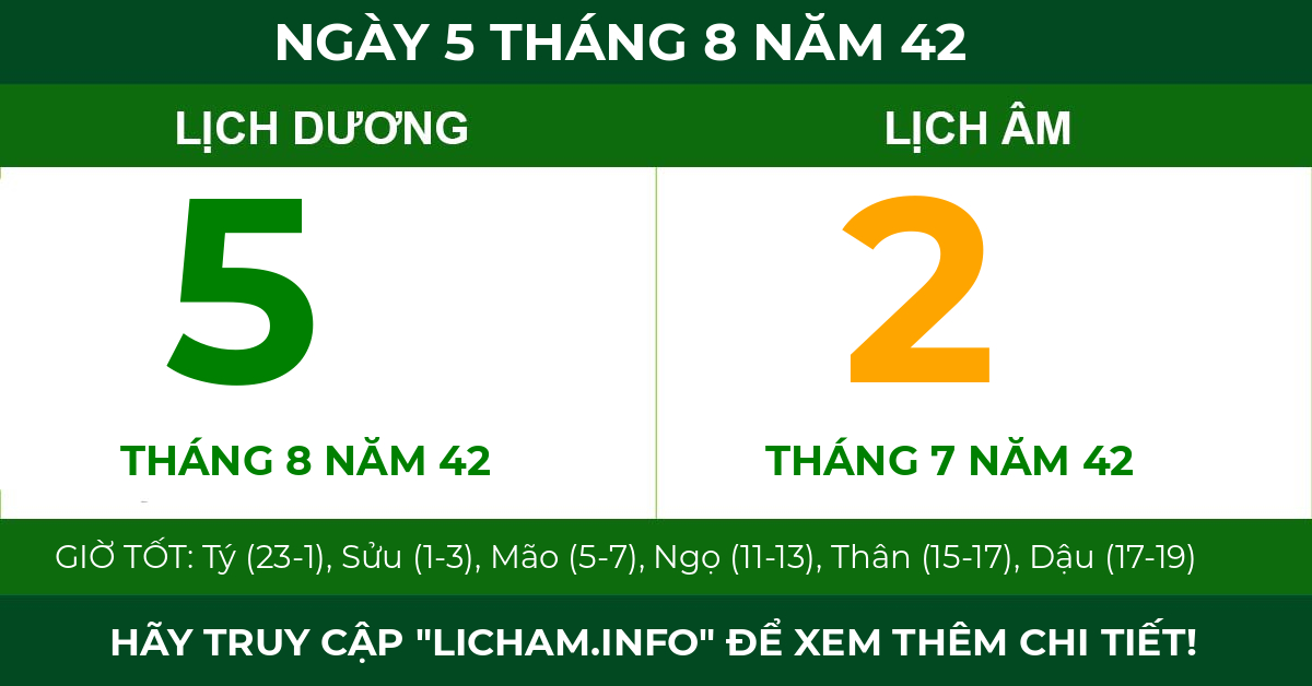 lịch âm ngày 5 tháng 8 năm 42