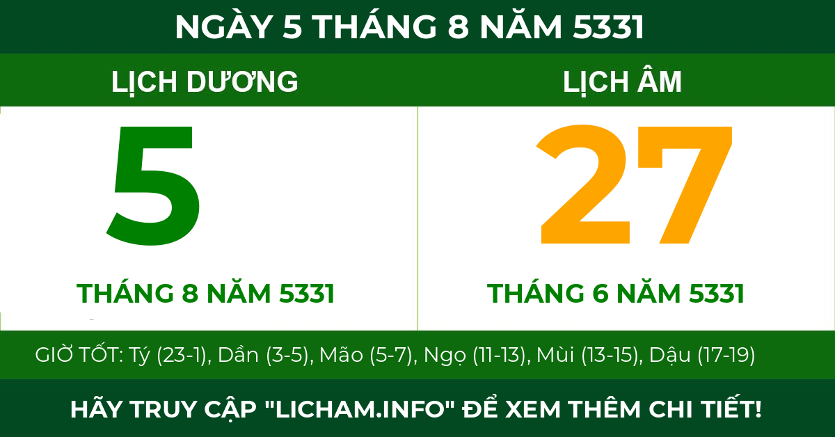 lịch âm ngày 5 tháng 8 năm 5331