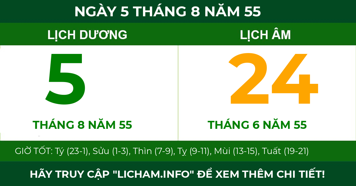 lịch âm ngày 5 tháng 8 năm 55