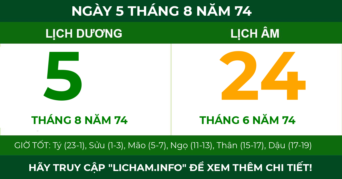 lịch âm ngày 5 tháng 8 năm 74