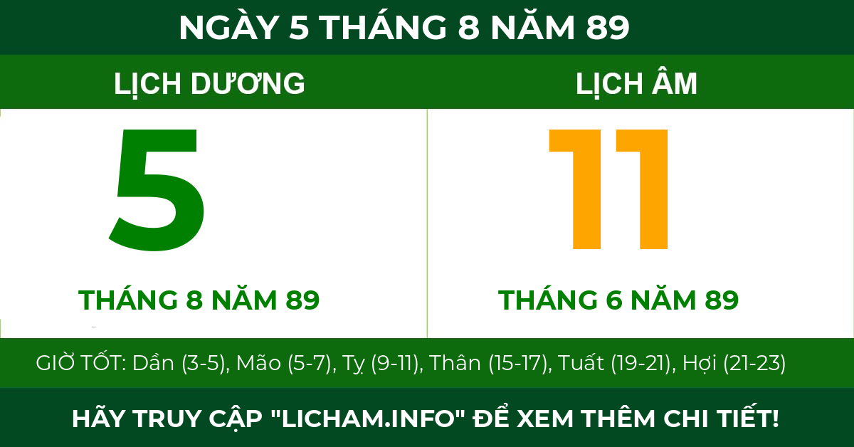 lịch âm ngày 5 tháng 8 năm 89