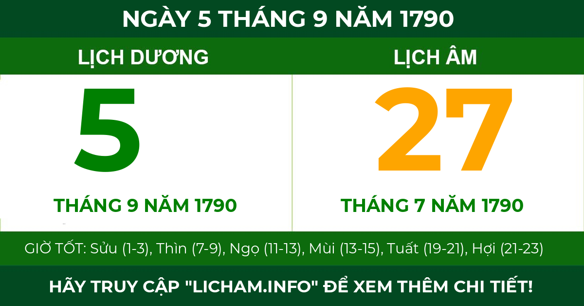 lịch âm ngày 5 tháng 9 năm 1790