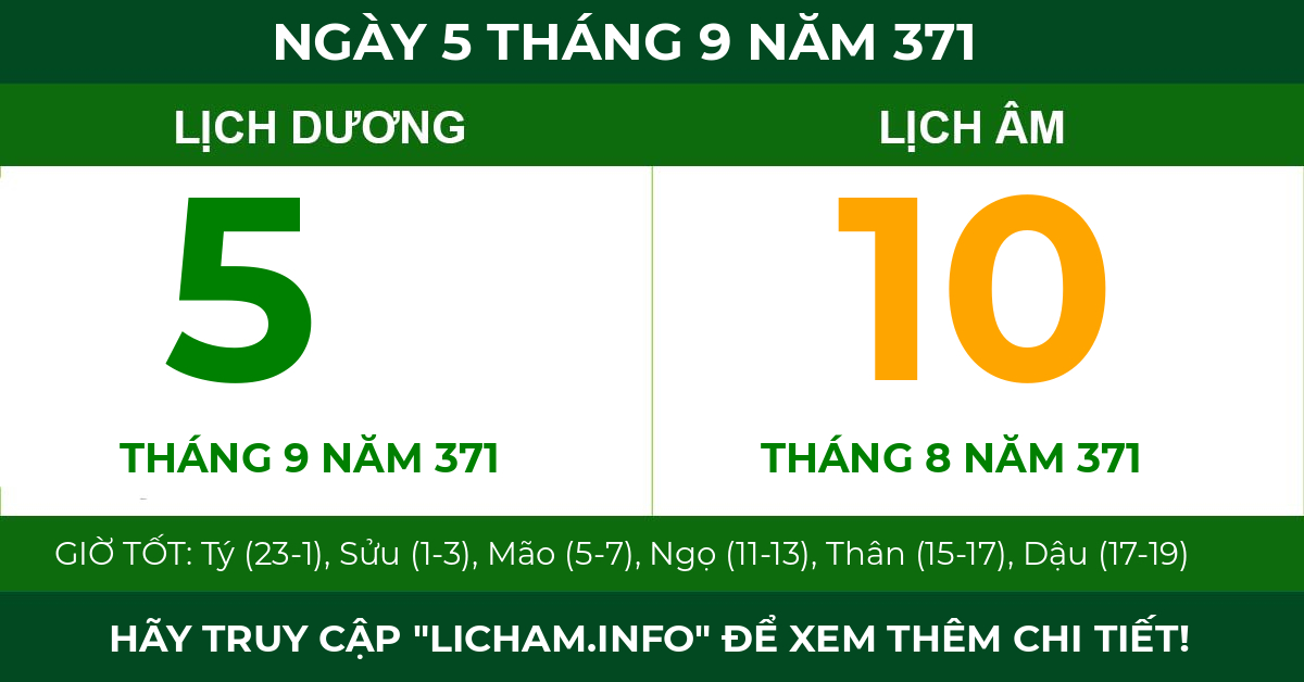 lịch âm ngày 5 tháng 9 năm 371