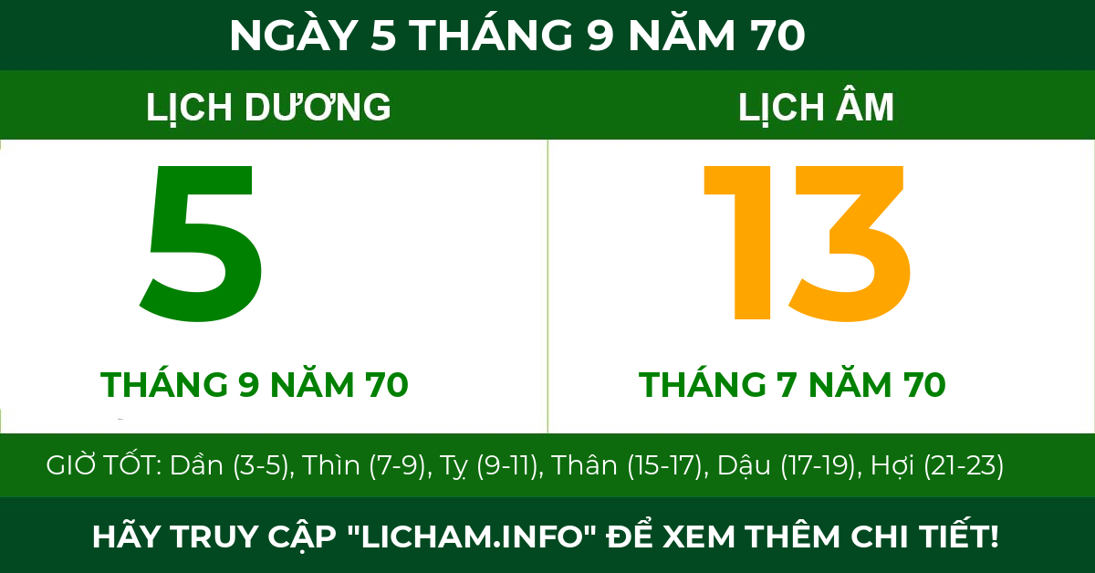lịch âm ngày 5 tháng 9 năm 70