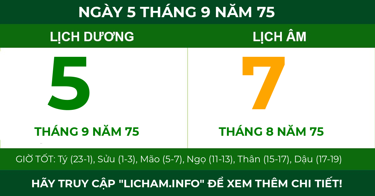 lịch âm ngày 5 tháng 9 năm 75