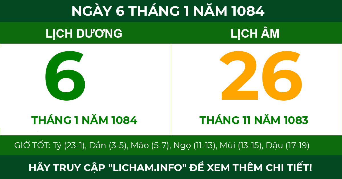 lịch âm ngày 6 tháng 1 năm 1084