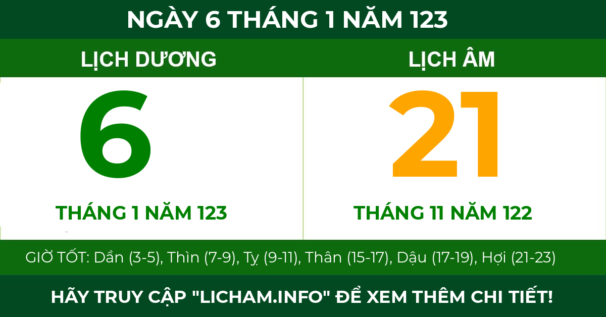 lịch âm ngày 6 tháng 1 năm 123