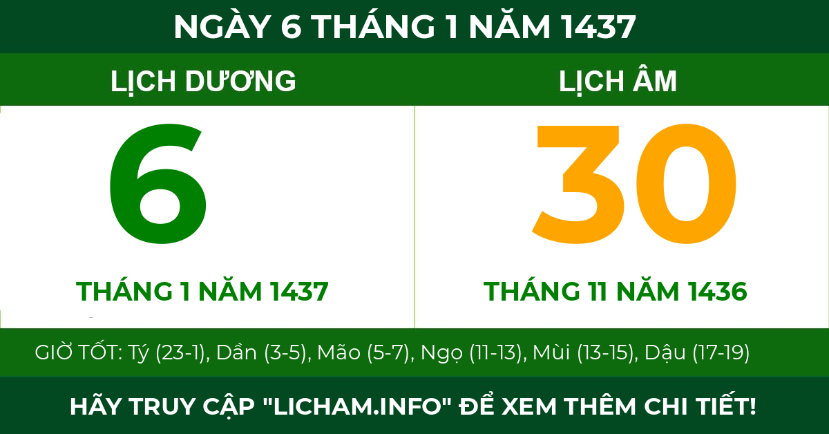 lịch âm ngày 6 tháng 1 năm 1437