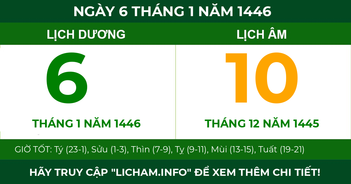 lịch âm ngày 6 tháng 1 năm 1446