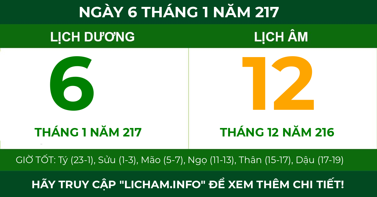 lịch âm ngày 6 tháng 1 năm 217
