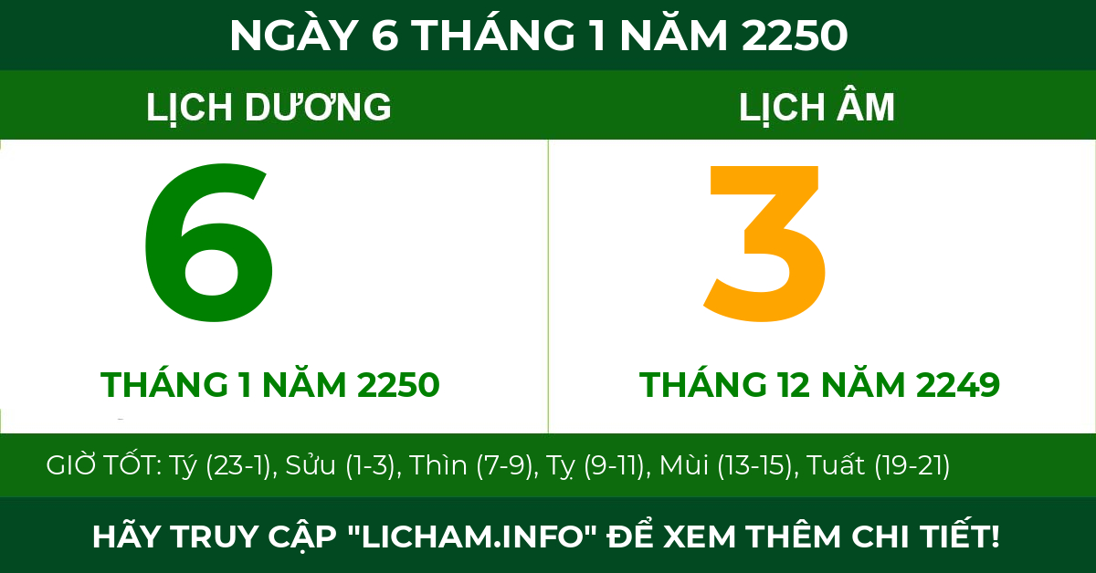 lịch âm ngày 6 tháng 1 năm 2250